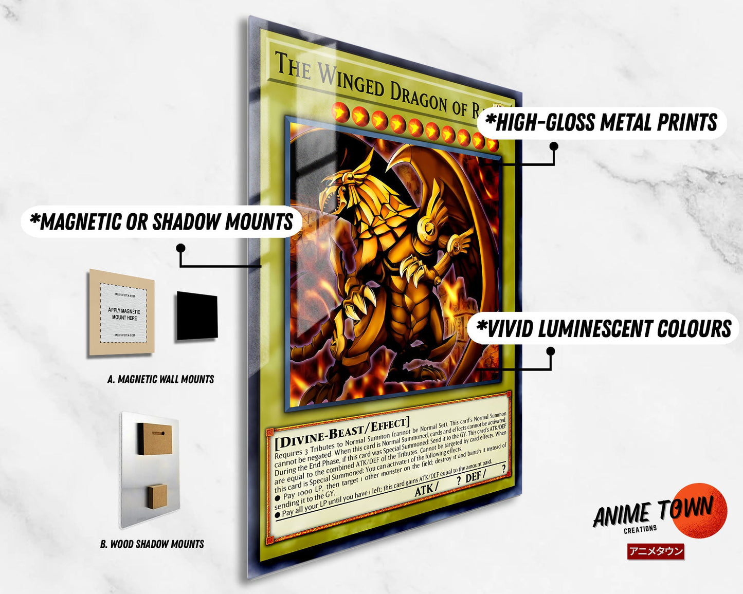 Anime Town Creations Metal Poster Winged Dragon of Ra Card 11" x 17" Home Goods - Anime YGO Metal Poster
