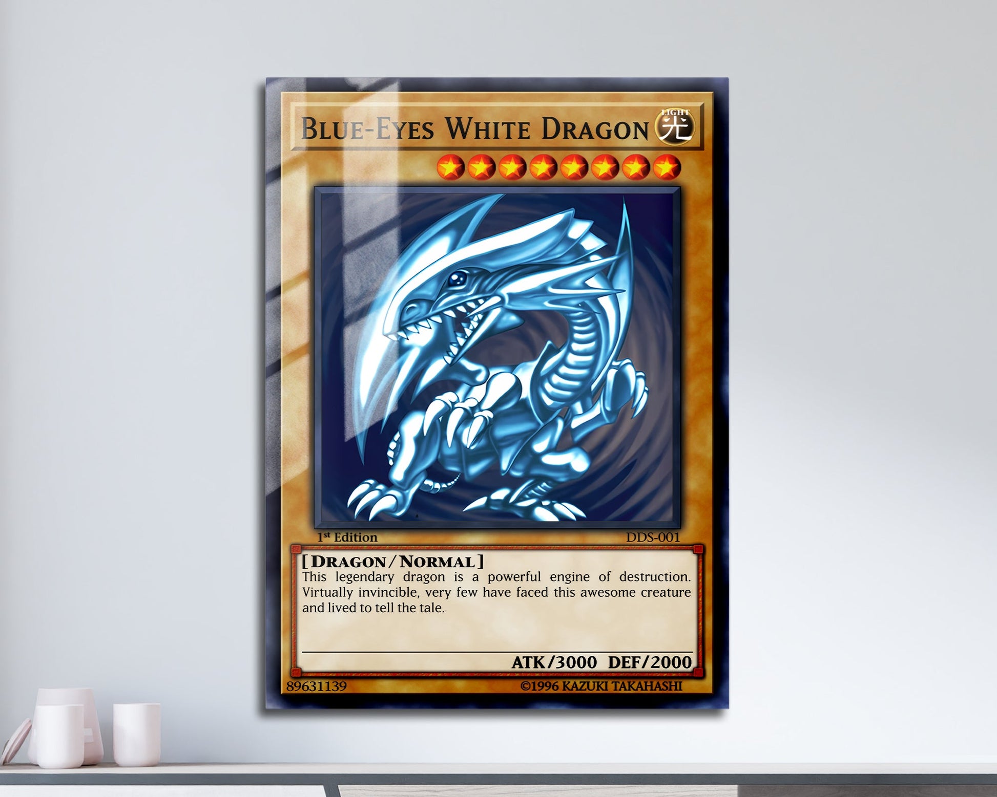 Anime Town Creations Metal Poster Blue Eyes White Dragon Card 11" x 17" Home Goods - Anime YGO Metal Poster