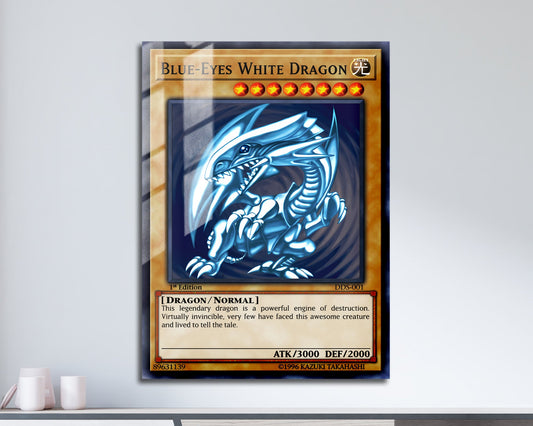 Anime Town Creations Metal Poster Blue Eyes White Dragon Card 11" x 17" Home Goods - Anime YGO Metal Poster
