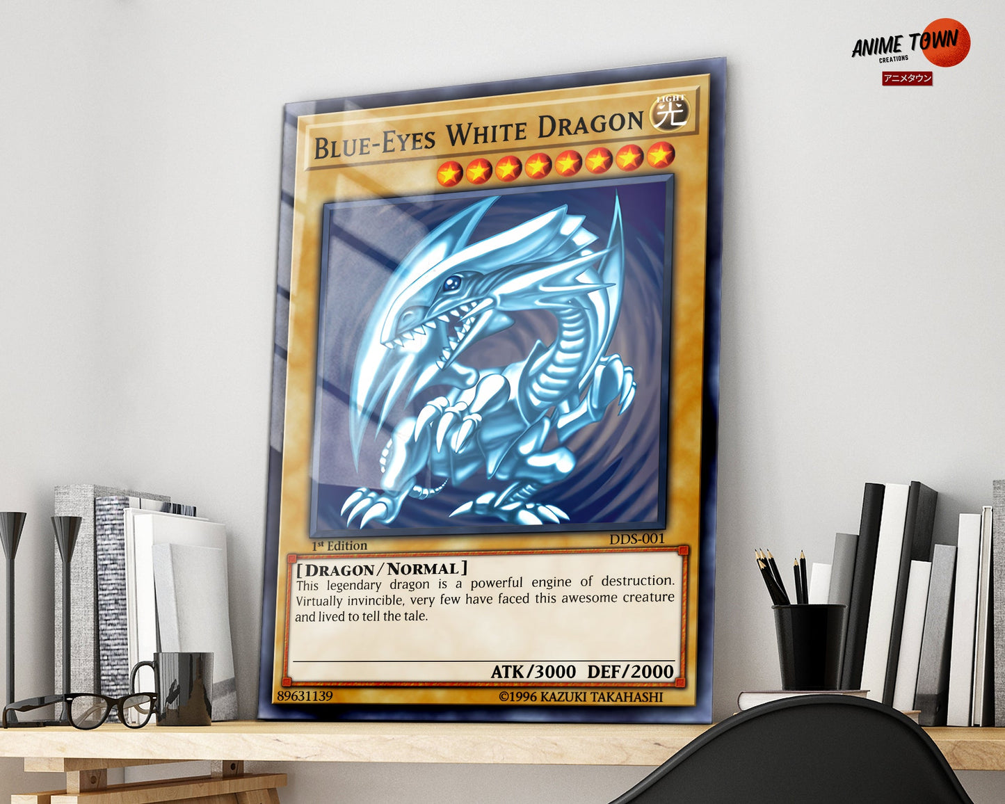 Anime Town Creations Metal Poster Blue Eyes White Dragon Card 16" x 24" Home Goods - Anime YGO Metal Poster