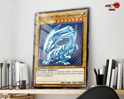 Anime Town Creations Metal Poster Blue Eyes White Dragon Card 16" x 24" Home Goods - Anime YGO Metal Poster