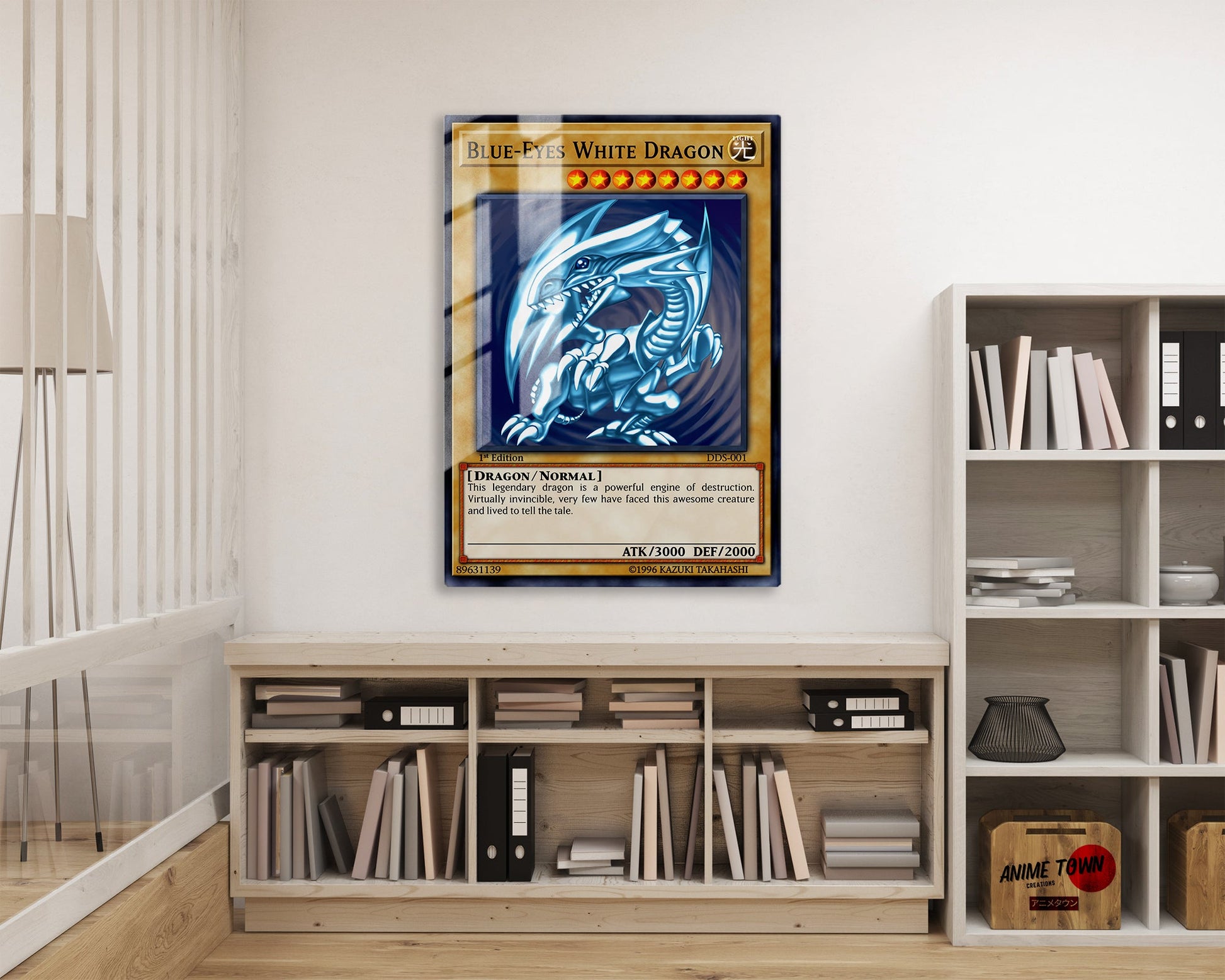 Anime Town Creations Metal Poster Blue Eyes White Dragon Card 16" x 24" Home Goods - Anime YGO Metal Poster