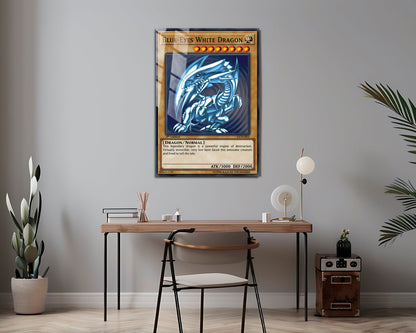 Anime Town Creations Metal Poster Blue Eyes White Dragon Card 24" x 36" Home Goods - Anime YGO Metal Poster