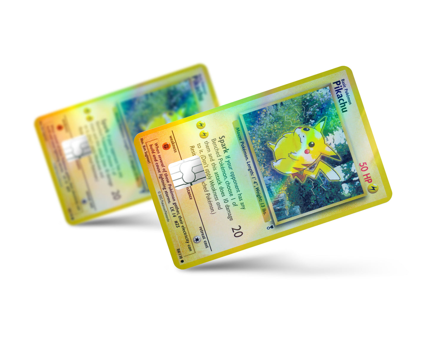 Pikachu Pokemon Card Holographic Credit Card Skin