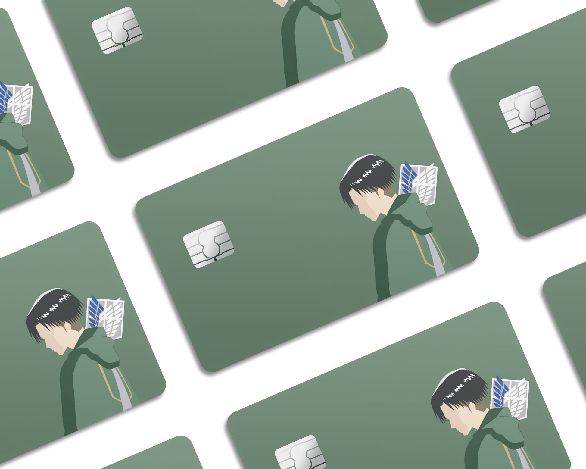 AnimeTown Credit Card Attack on Titan Levi Ackerman Green Half Skins - Anime Attack on Titan Skin