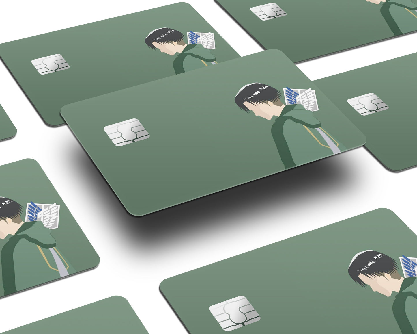AnimeTown Credit Card Attack on Titan Levi Ackerman Green Half Skins - Anime Attack on Titan Skin