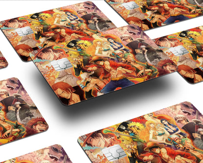 Anime Town Creations Credit Card One Piece Gang Vintage Red Half Skins - Anime One Piece Skin