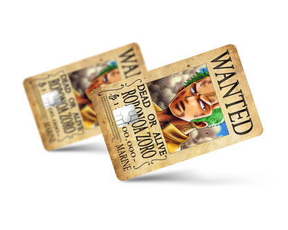 Anime Town Creations Credit Card One Piece Zoro Wanted Poster Full Skins - Anime One Piece Skin