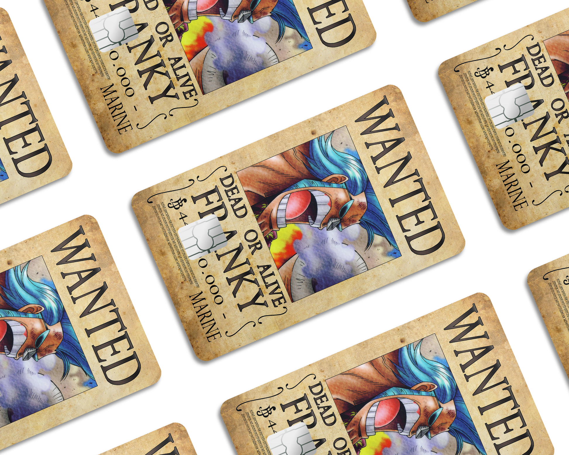 Anime Town Creations Credit Card One Piece Franky Wanted Poster Half Skins - Anime One Piece Skin