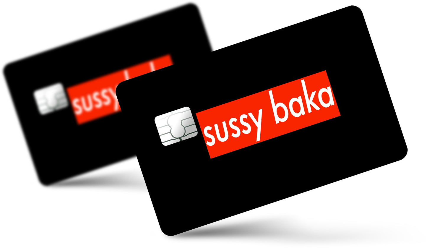 Anime Town Creations Credit Card Sussy Baka Full Skins - Anime Quotes Skin