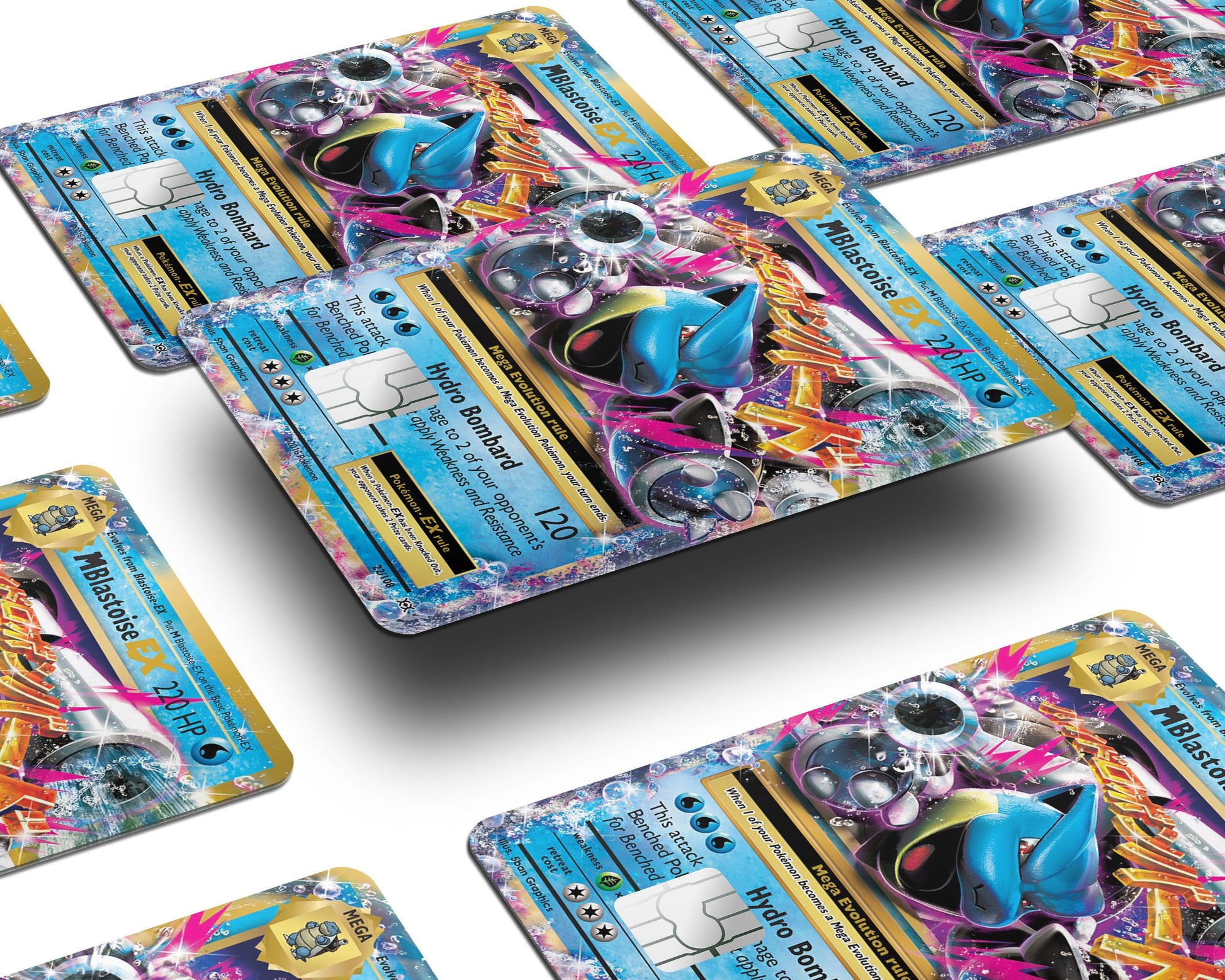Anime Town Creations Credit Card Mega Blastoise Pokemon Card Half Skins - Anime Pokemon Skin