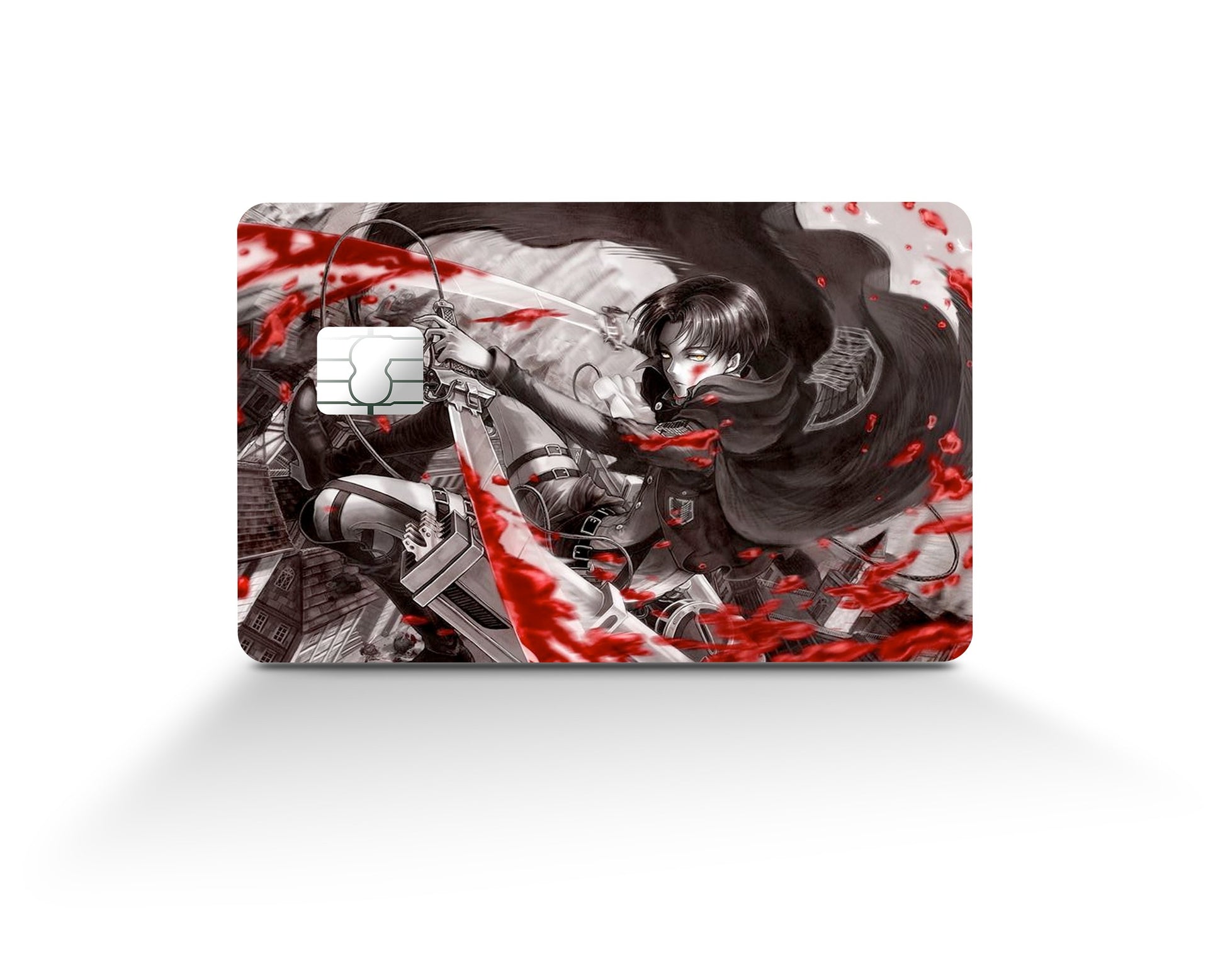 Anime Town Creations Credit Card Attack on Titan Eren Yeager Red Full Skins - Anime Attack on Titan Credit Card Skin