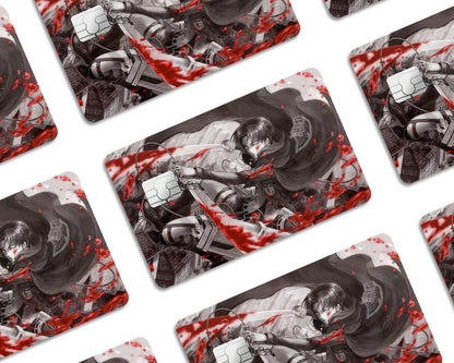 Anime Town Creations Credit Card Attack on Titan Eren Yeager Red Half Skins - Anime Attack on Titan Credit Card Skin