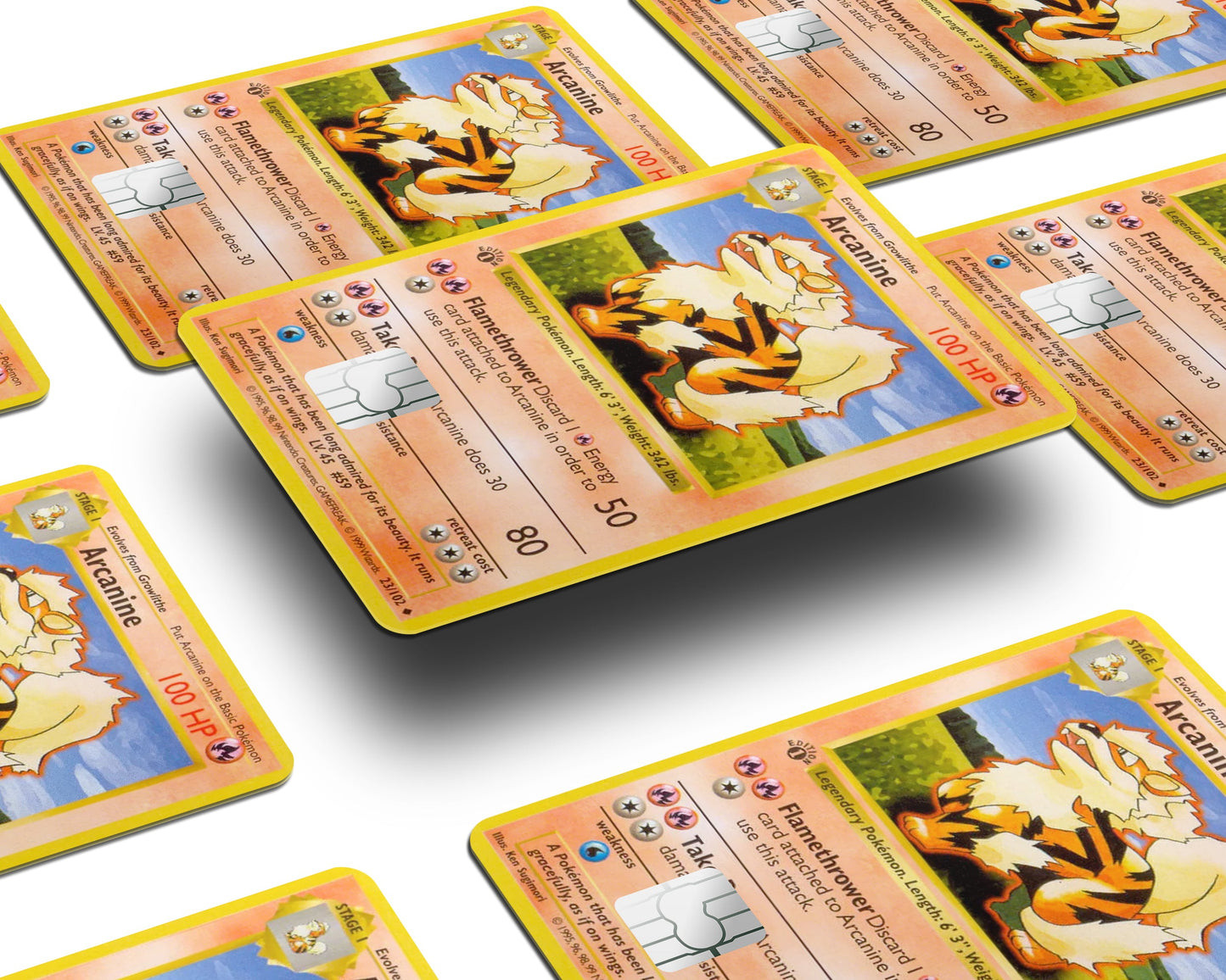 Anime Town Creations Credit Card Arcanine Pokemon Card Half Skins - Anime Pokemon Credit Card Skin