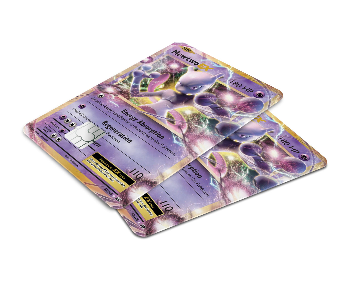 Anime Town Creations Credit Card Mewtwo EX Pokemon Card Window Skins - Anime Pokemon Credit Card Skin