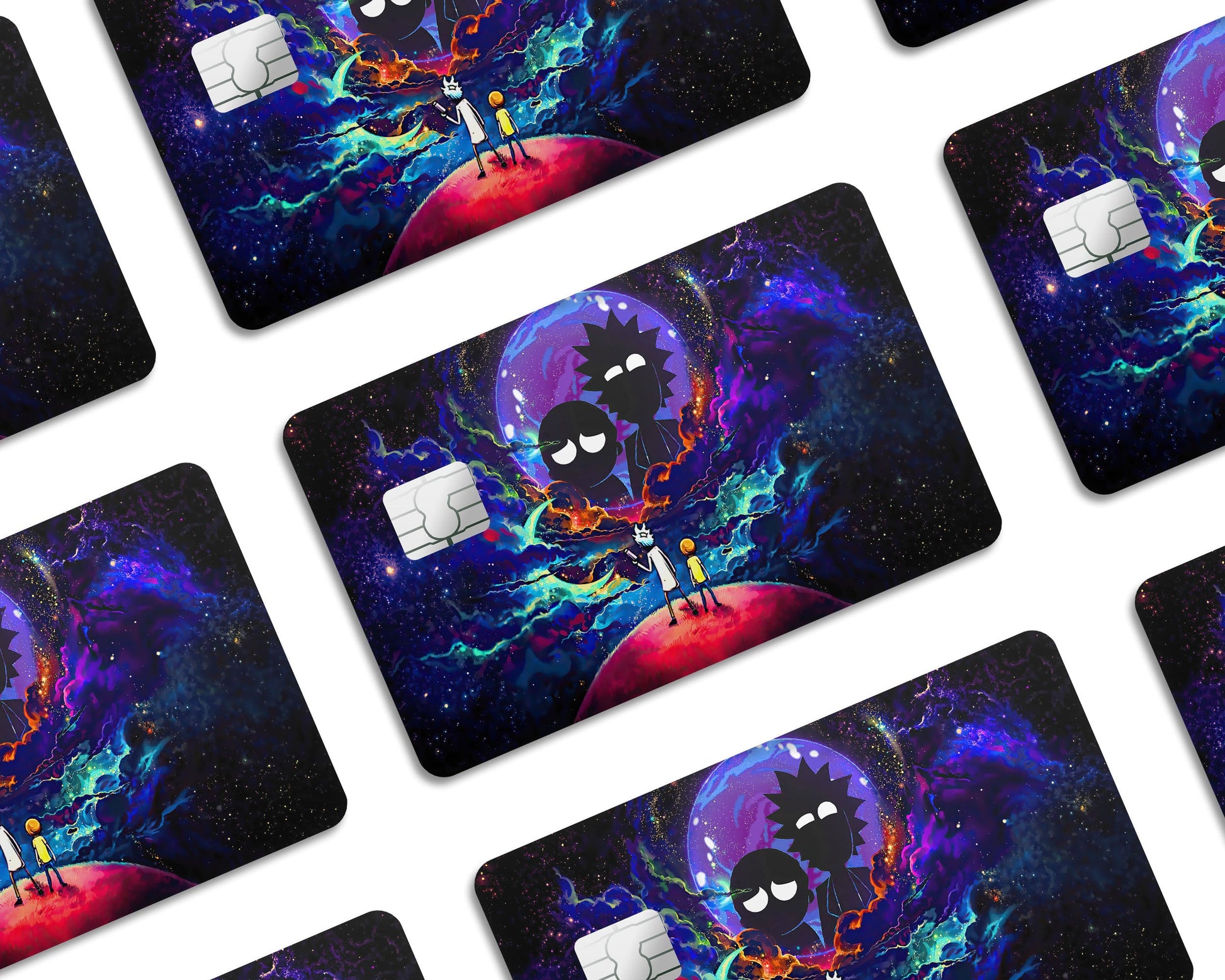 Anime Town Creations Credit Card Rick and Morty Space Exploration Window Skins - Anime Rick and Morty Credit Card Skin