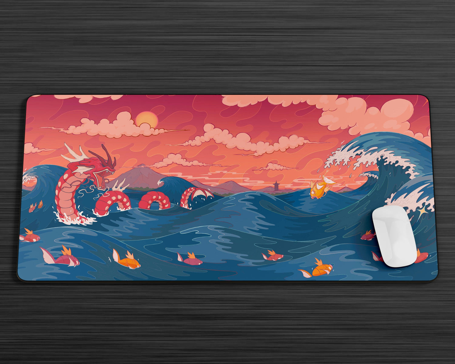 Anime Town Creations Mouse Pad Gyarados Dragon Rage Waves Gaming Mouse Pad Accessories - Anime Pokemon Gaming Mouse Pad