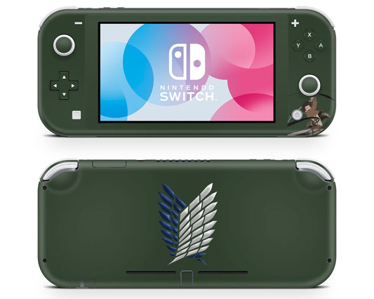 Nintendo Nintendo Switch Lite Attack On Titan Survey Corps Green Minimalistic Vinyl +Tempered Glass  Skin Sticker - Anime Vinyl