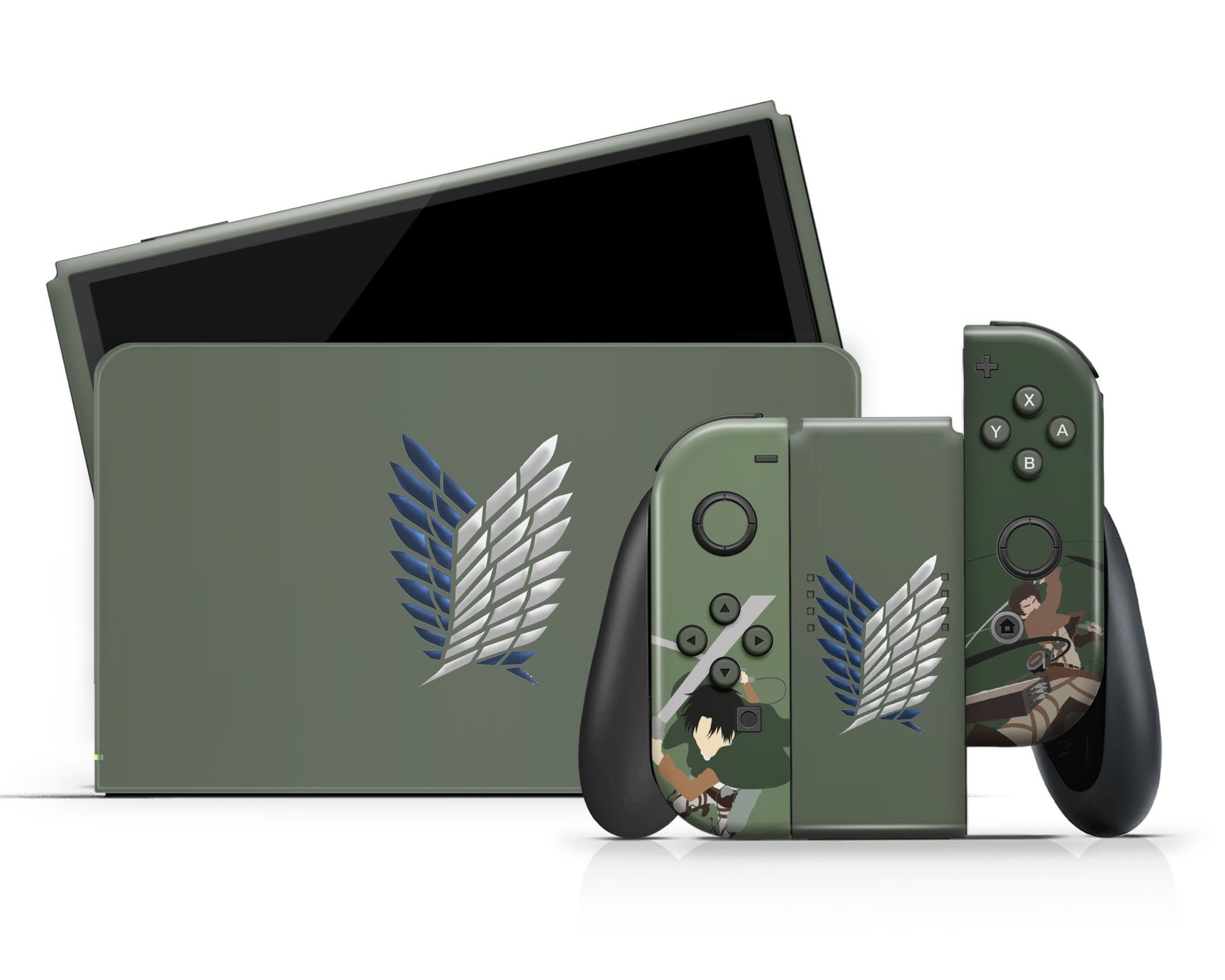 Anime Town Creations Nintendo Switch OLED Attack On Titan Survey Corps Vinyl +Tempered Glass Skins - Anime Attack on Titan Switch OLED Skin