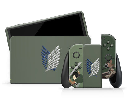 Anime Town Creations Nintendo Switch OLED Attack On Titan Survey Corps Vinyl +Tempered Glass Skins - Anime Attack on Titan Switch OLED Skin