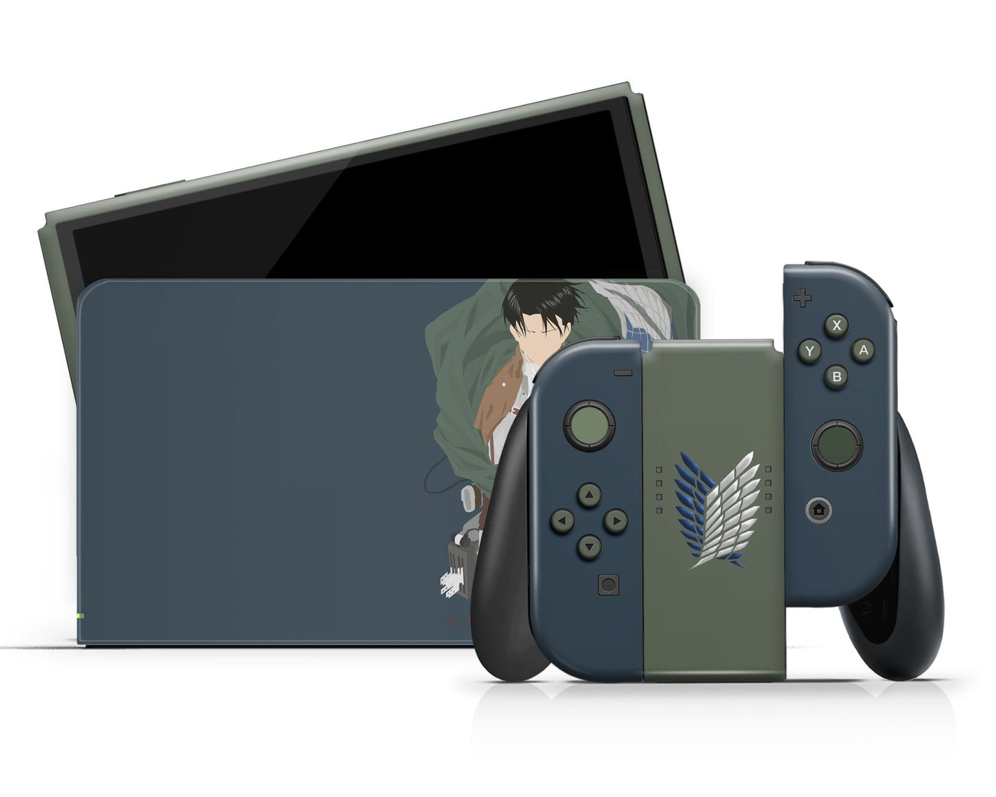 Anime Town Creations Nintendo Switch OLED Attack on Titan Levi Ackerman Minimalist Vinyl +Tempered Glass Skins - Anime Attack on Titan Switch OLED Skin