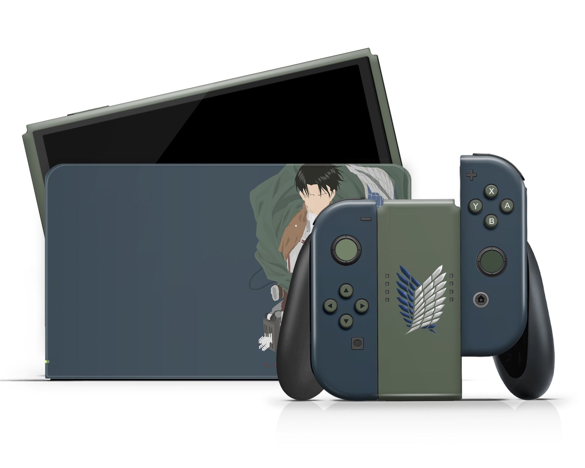 Anime Town Creations Nintendo Switch OLED Attack on Titan Levi Ackerman Minimalist Vinyl +Tempered Glass Skins - Anime Attack on Titan Switch OLED Skin