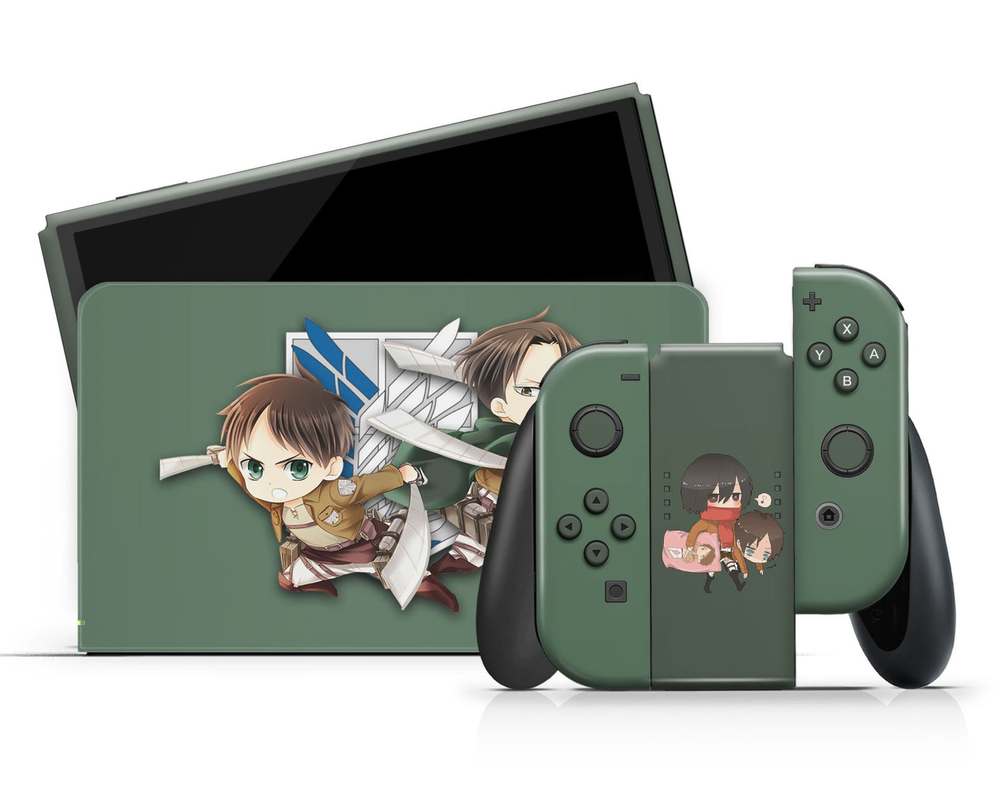 Anime Town Creations Nintendo Switch OLED Attack on Titan Chibi Survey Corps Vinyl +Tempered Glass Skins - Anime Attack on Titan Switch OLED Skin