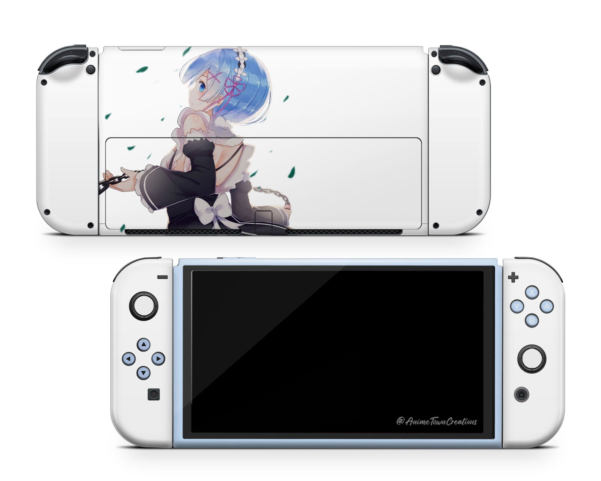 Anime Town Creations Nintendo Switch OLED Darling in the Franxx Rem Vinyl +Tempered Glass Skins - Anime Darling in the Franxx Switch OLED Skin