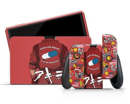 Anime Town Creations Nintendo Switch OLED Akira Classic Biker Vinyl +Tempered Glass Skins - Anime My Hero Academia Switch OLED Skin
