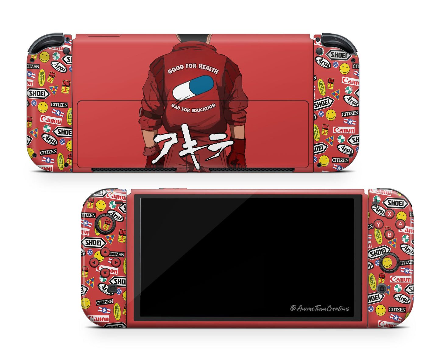 Anime Town Creations Nintendo Switch OLED Akira Classic Biker Vinyl +Tempered Glass Skins - Anime My Hero Academia Switch OLED Skin