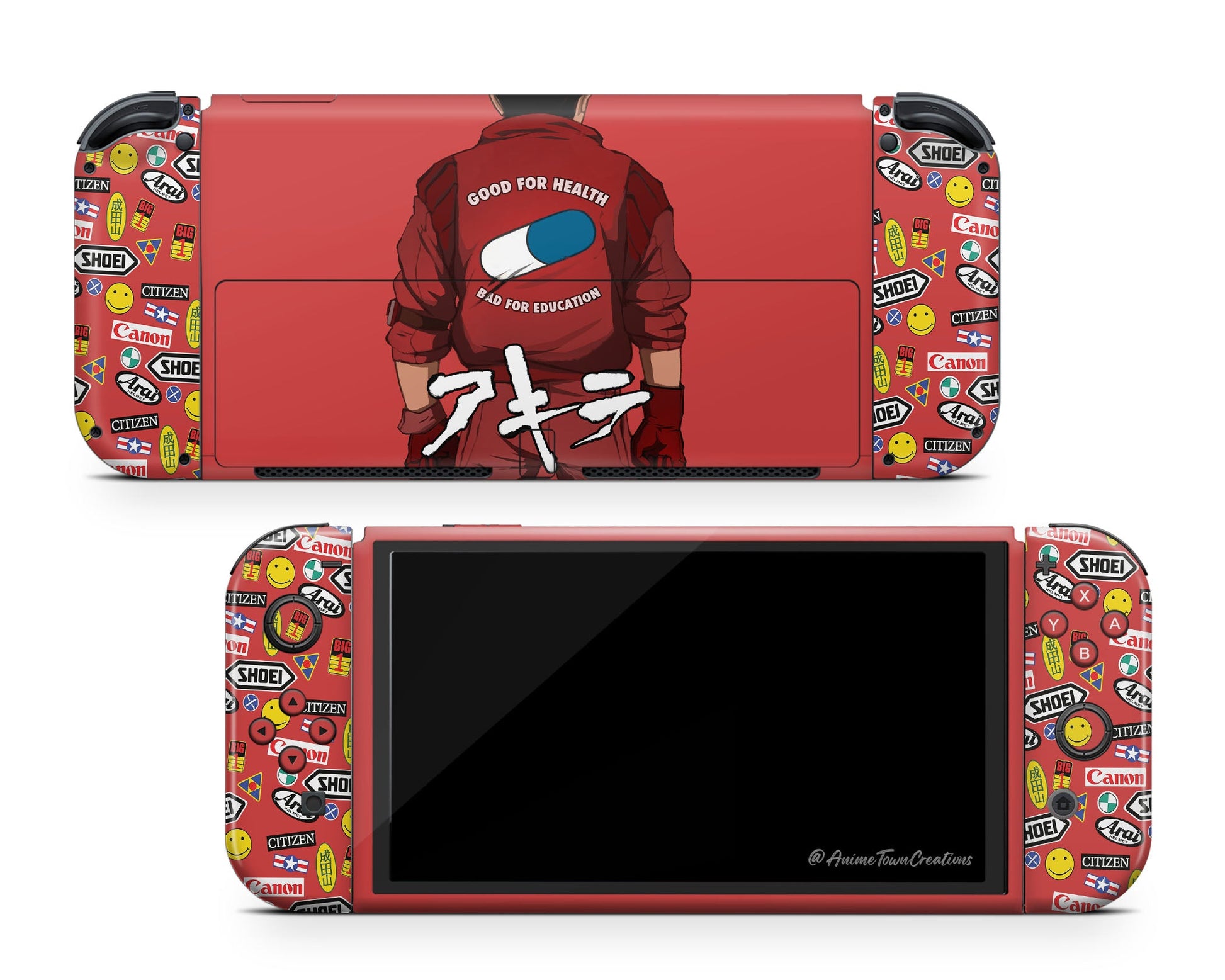 Anime Town Creations Nintendo Switch OLED Akira Classic Biker Vinyl +Tempered Glass Skins - Anime My Hero Academia Switch OLED Skin