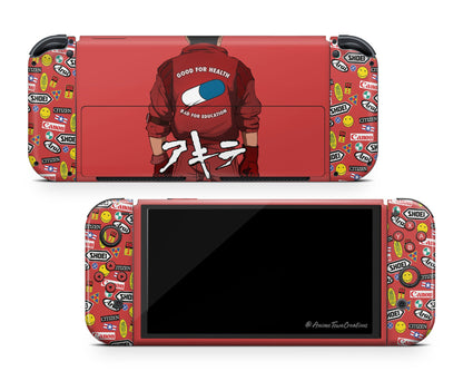 Anime Town Creations Nintendo Switch OLED Akira Classic Biker Vinyl +Tempered Glass Skins - Anime My Hero Academia Switch OLED Skin