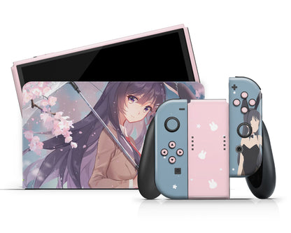 Anime Town Creations Nintendo Switch OLED Bunny Girl Senpai Cute Vinyl +Tempered Glass Skins - Anime Rascal Does Not Dream of Bunny Girl Senpai Switch OLED Skin