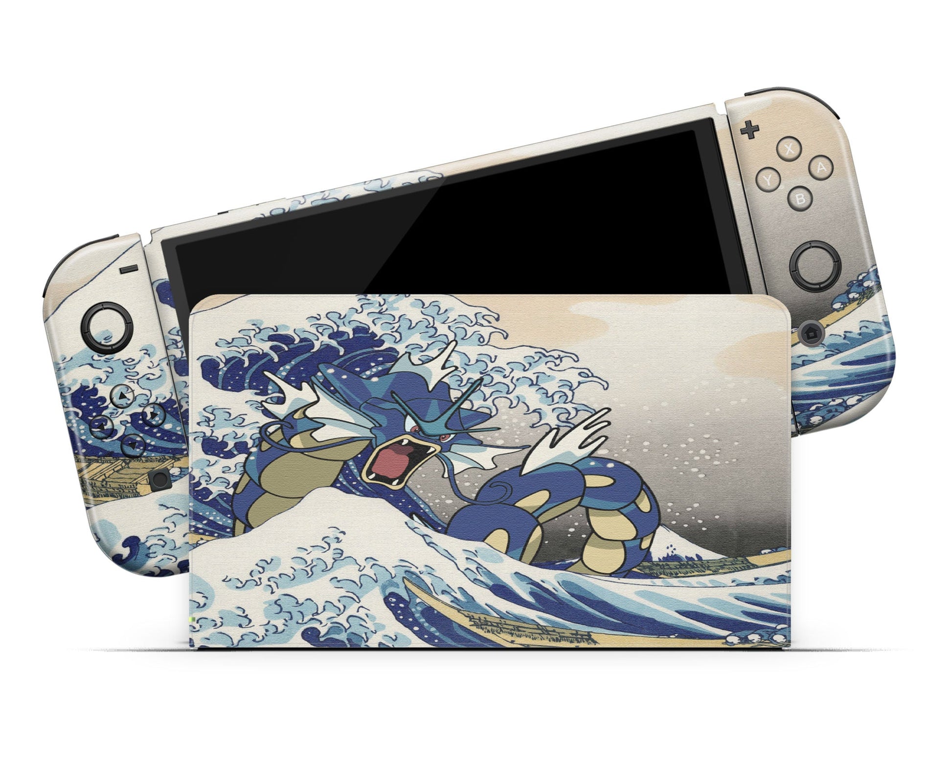 Anime Town Creations Nintendo Switch OLED Gyarados Great Wave Off Kanagawa Vinyl only Skins - Anime Pokemon Switch OLED Skin