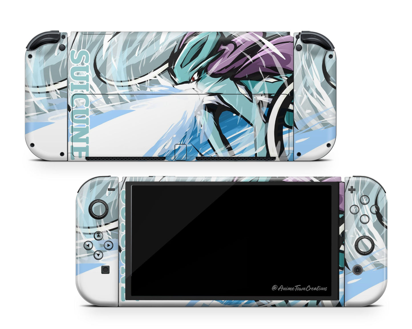 Anime Town Creations Nintendo Switch OLED Pokemon Suicune Vinyl only Skins - Anime Pokemon Switch OLED Skin