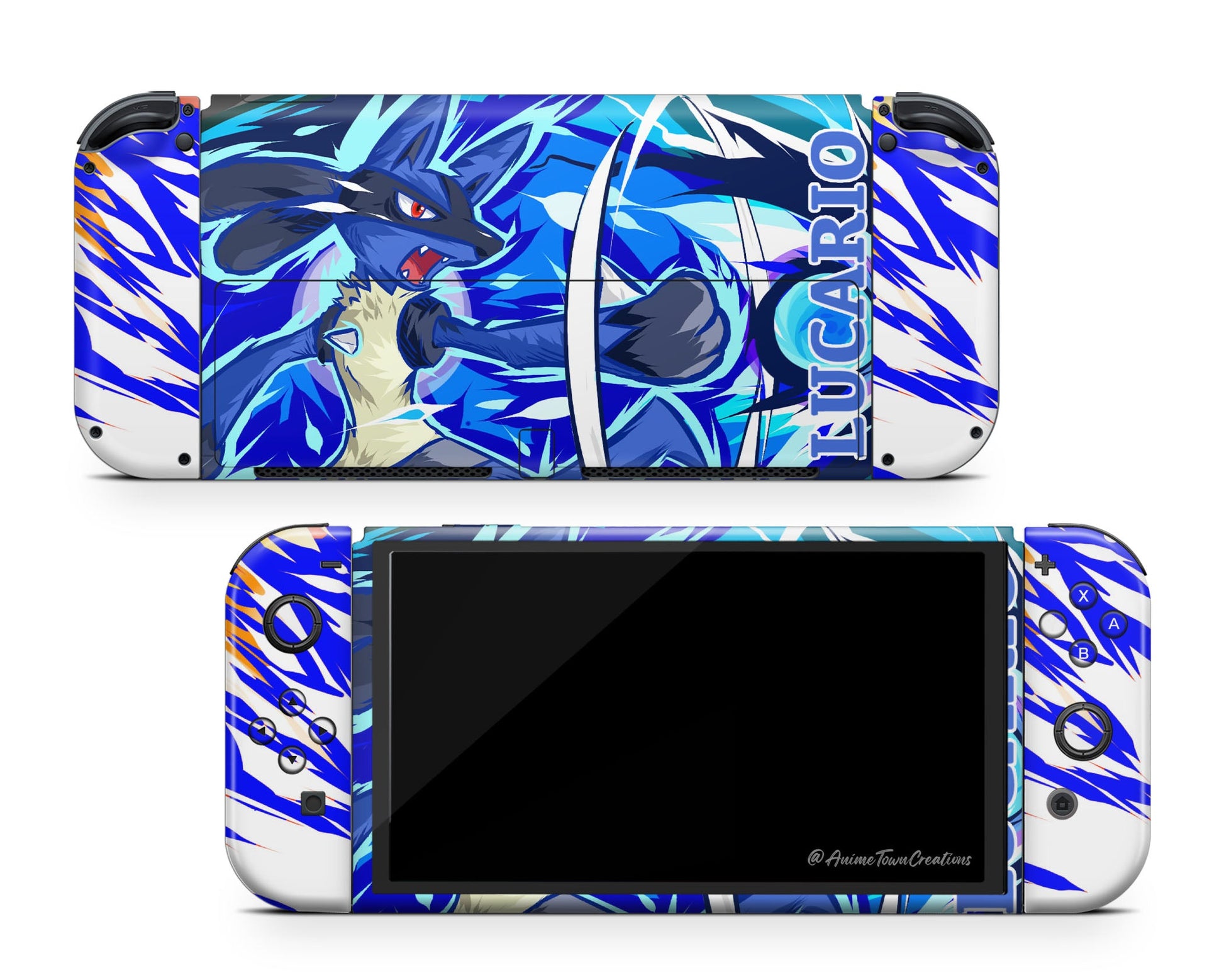 Anime Town Creations Nintendo Switch OLED Pokemon Lucario Vinyl only Skins - Anime Pokemon Switch OLED Skin