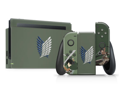Nintendo Nintendo Switch Attack On Titan Survey Corps Green Minimalistic Vinyl only  Skin Sticker - Anime Vinyl