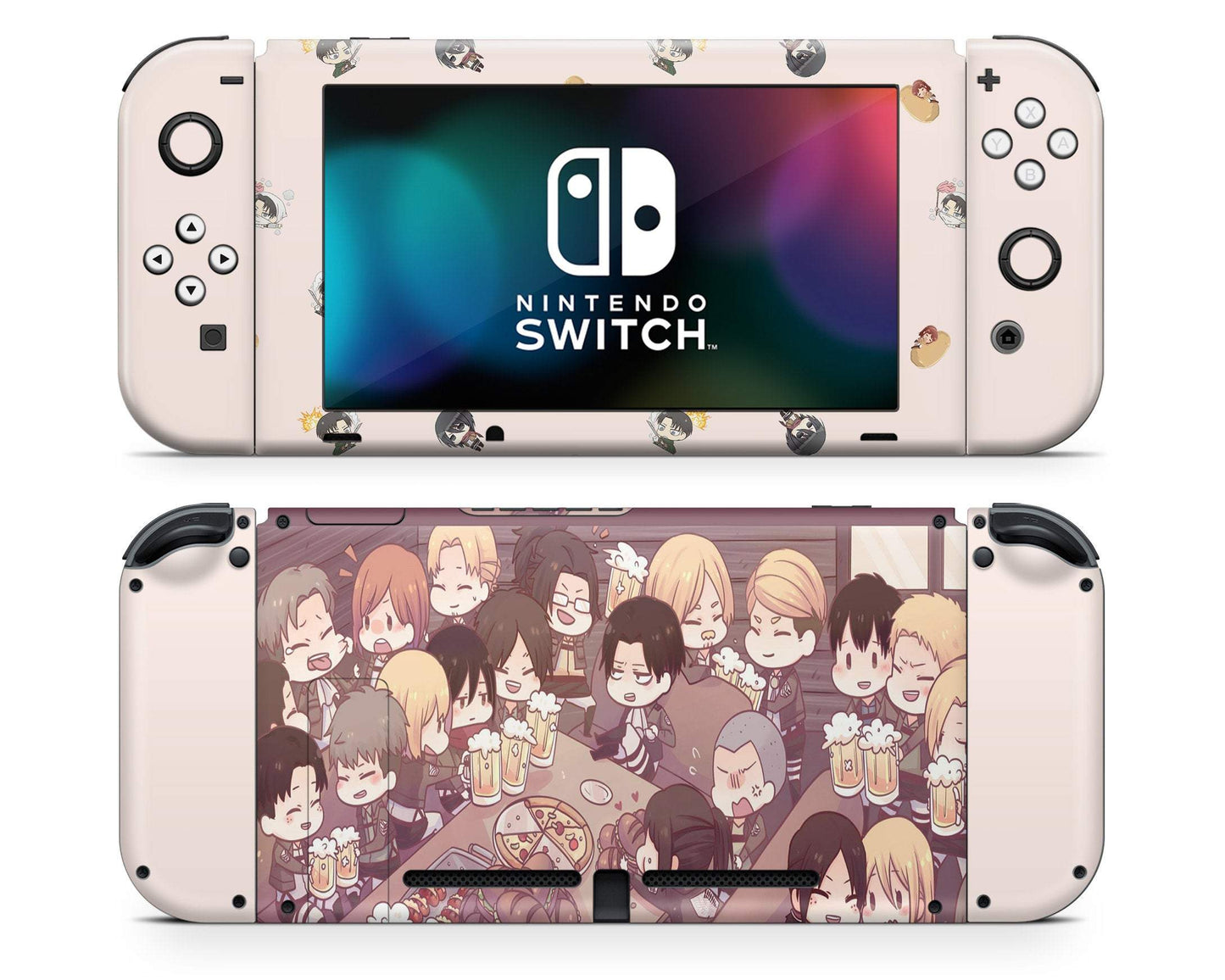Nintendo Nintendo Switch Cute Attack On Titan Chibi Vinyl +Tempered Glass Skins - Anime Attack on Titan Skin
