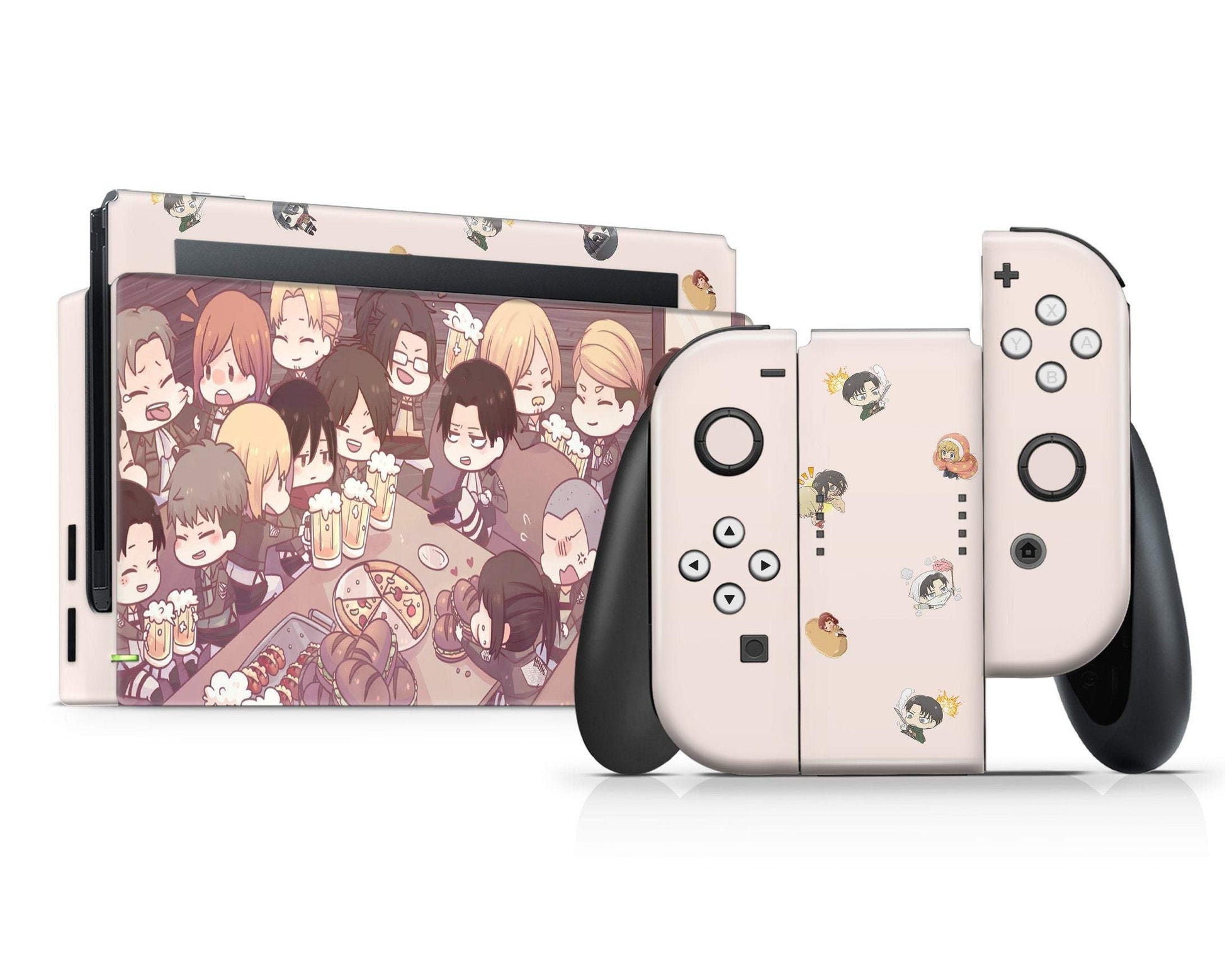 Nintendo Nintendo Switch Cute Attack On Titan Chibi Vinyl +Tempered Glass Skins - Anime Attack on Titan Skin