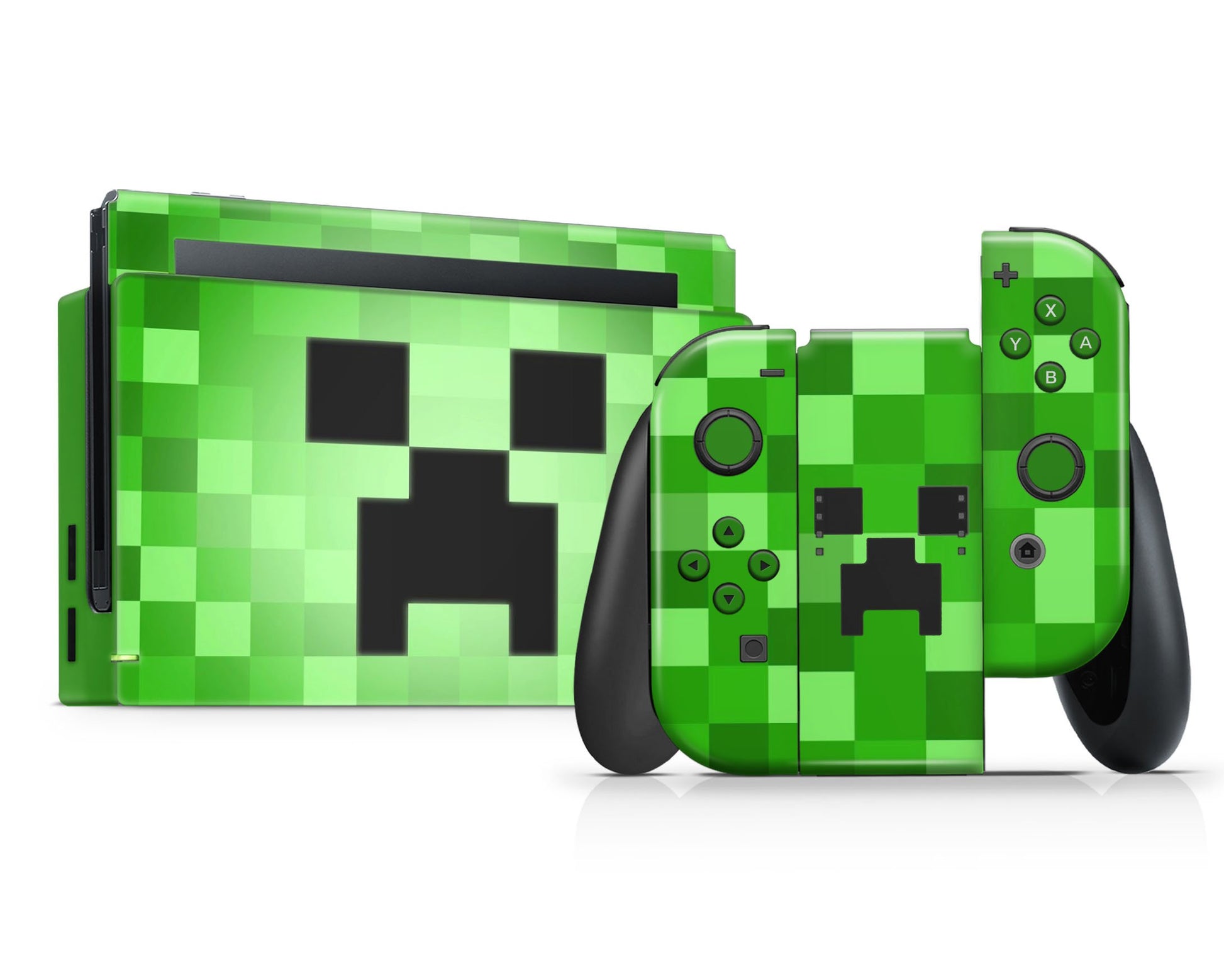 Anime Town Creations Nintendo Switch Minecraft Creeper Face Vinyl +Tempered Glass Skins - Anime Minecraft Skin