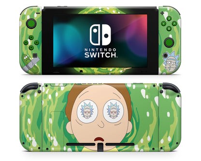 Anime Town Creations Nintendo Switch Rick and Morty Hallucination Vinyl +Tempered Glass Skins - Anime Rick and Morty Skin