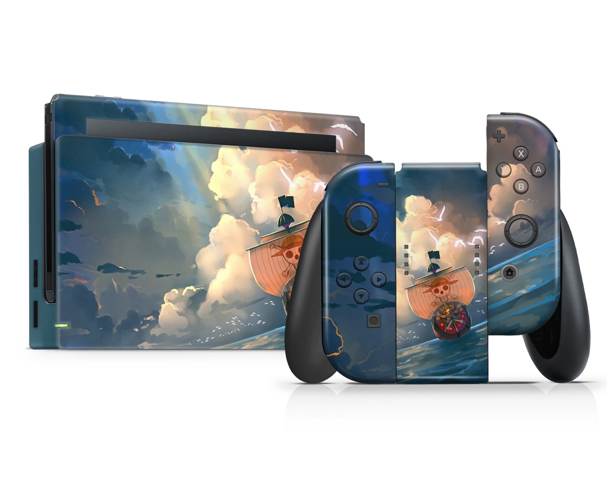 Anime Town Creations Nintendo Switch One Piece A Thousand Sunny Vinyl +Tempered Glass Skins - Anime One Piece Switch Skin