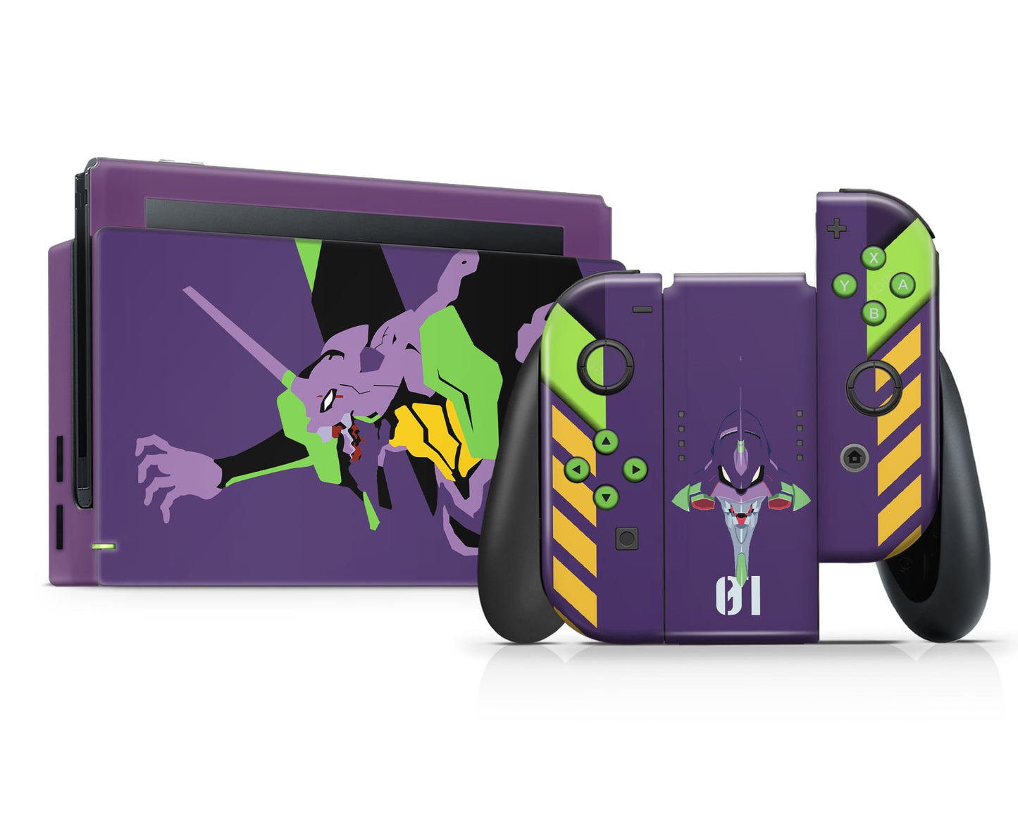 Anime Town Creations Nintendo Switch Neon Evangelion Genesis Unit 01 Vinyl +Tempered Glass Skins - Anime Neon Evangelion Genesis Switch Skin