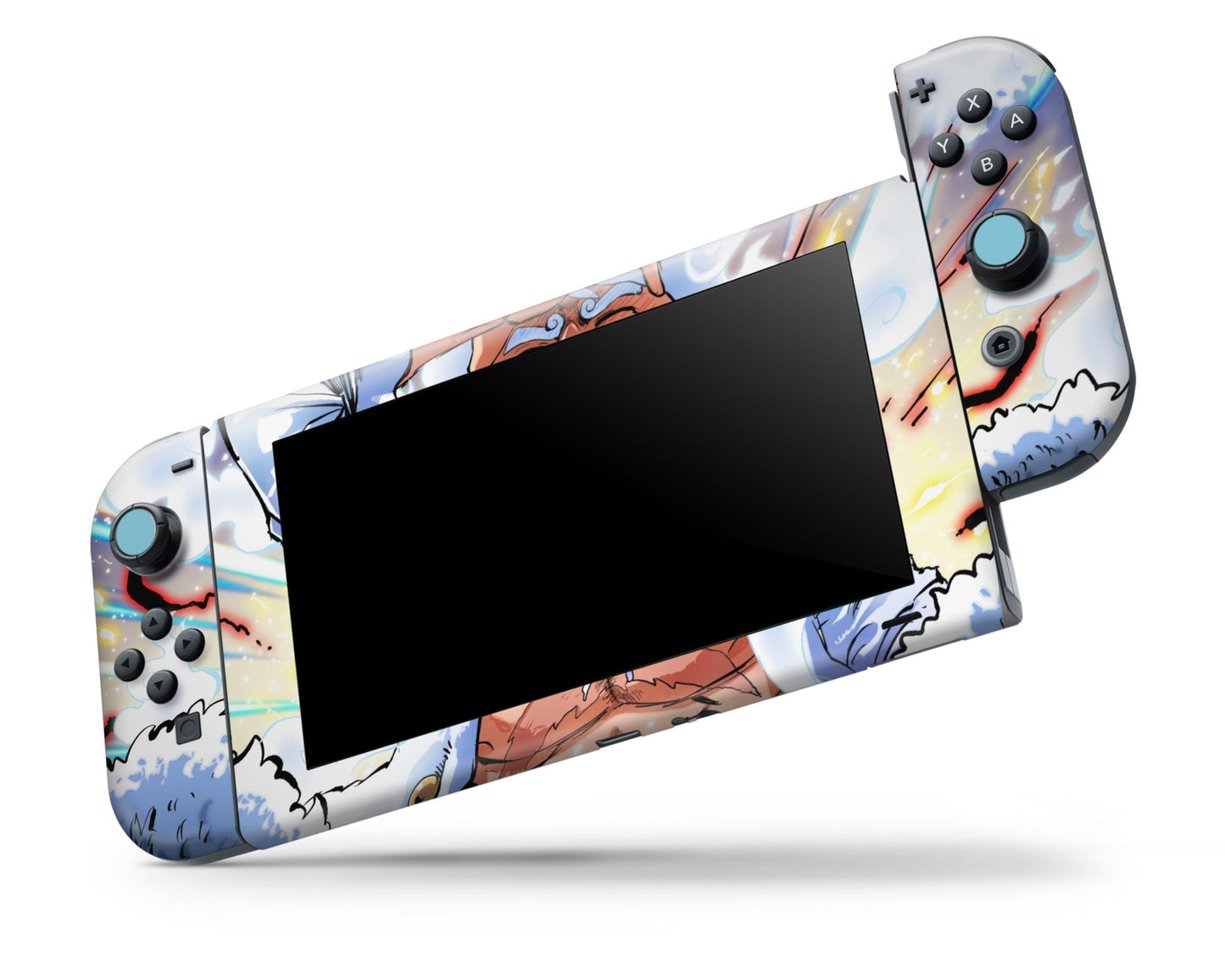Anime Town Creations Nintendo Switch One Piece Luffy Gear 5 White Vinyl +Tempered Glass Skins - Anime One Piece Switch Skin