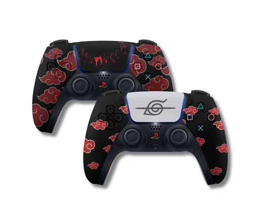 Anime Town Creations PS5 Controller Bundle Naruto Itachi Akatsuki 2 Pack Skins - Anime Naruto PS5 Controller Bundle Skin