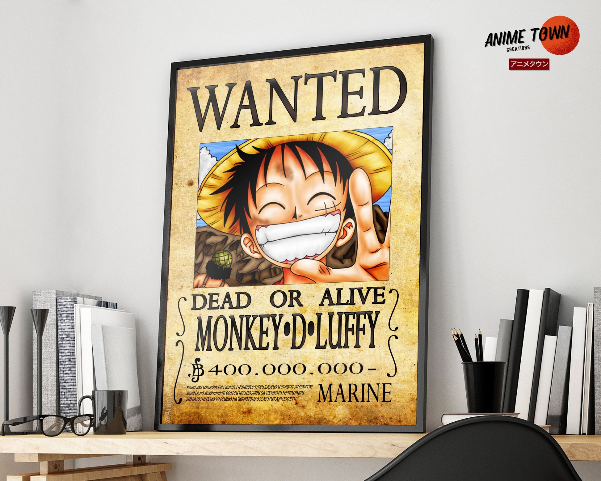 Anime Town Creations Poster One Piece Luffy Wanted Poster 5" x 7" Home Goods - Anime One Piece Poster