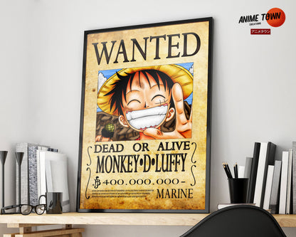 Anime Town Creations Poster One Piece Luffy Wanted Poster 5" x 7" Home Goods - Anime One Piece Poster