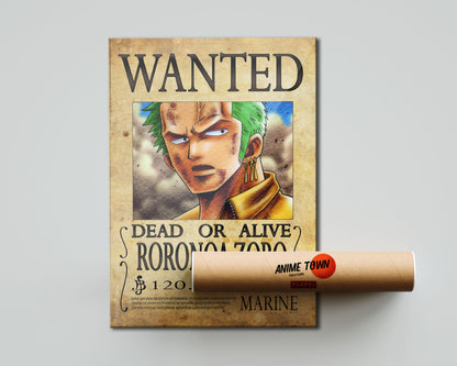 Anime Town Creations Poster One Piece Zoro Wanted Poster 5" x 7" Home Goods - Anime One Piece Poster