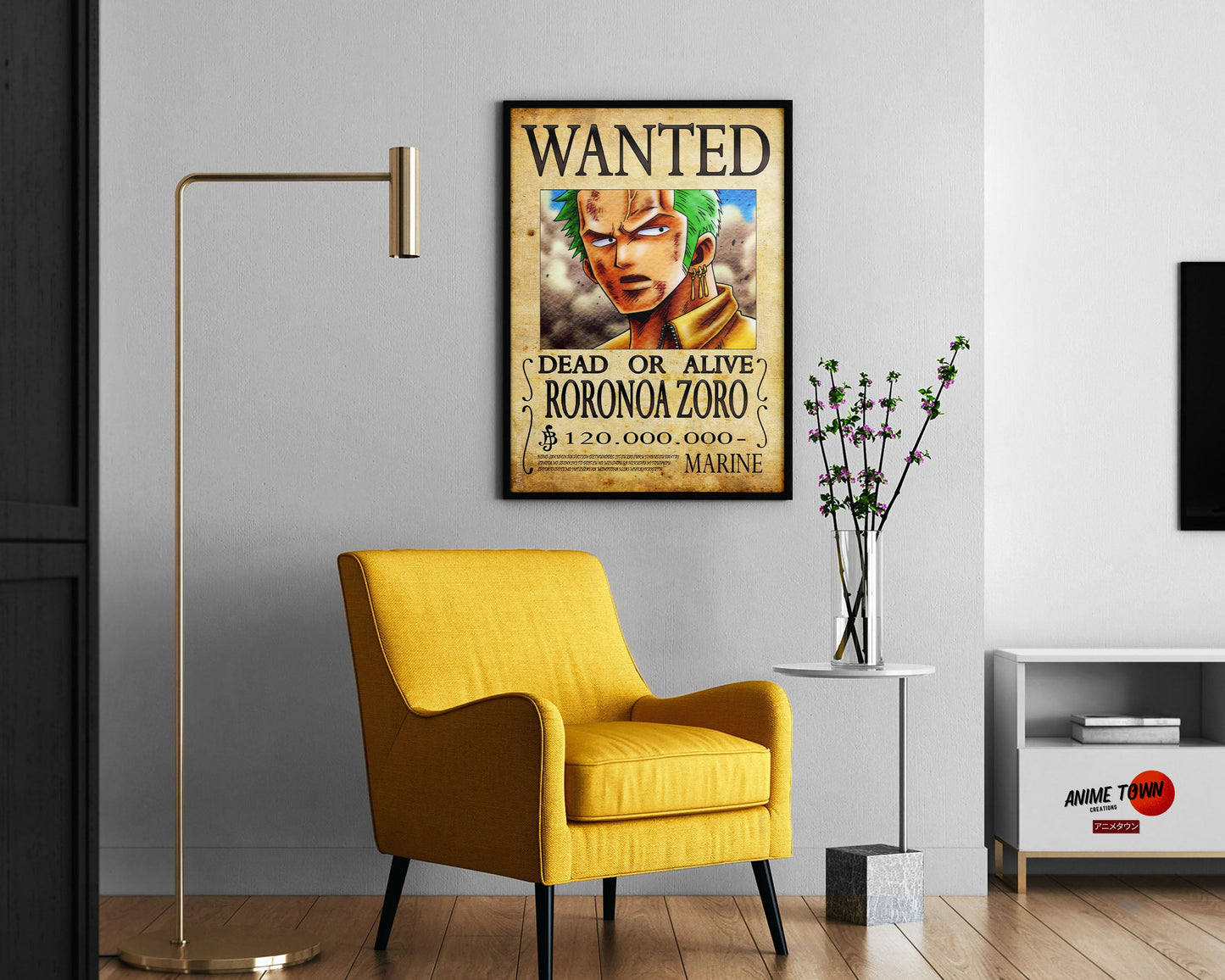 Anime Town Creations Poster One Piece Zoro Wanted Poster 11" x 17" Home Goods - Anime One Piece Poster
