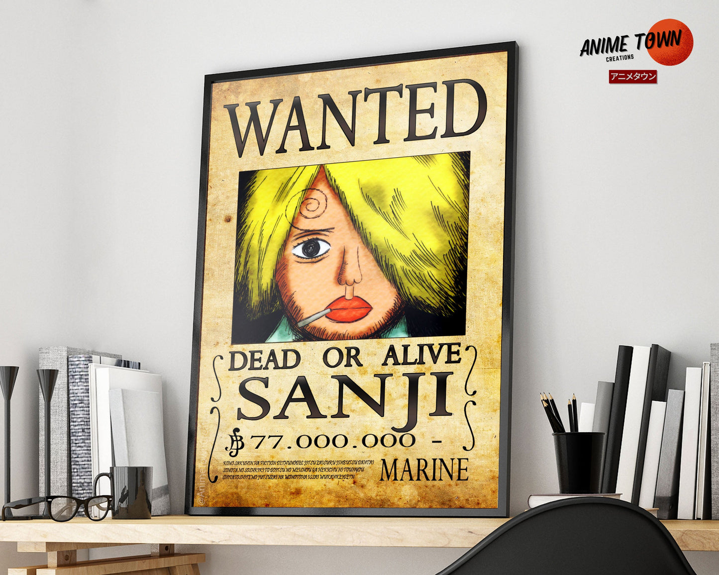 Anime Town Creations Poster One Piece Sanji Wanted Poster 5" x 7" Home Goods - Anime One Piece Poster